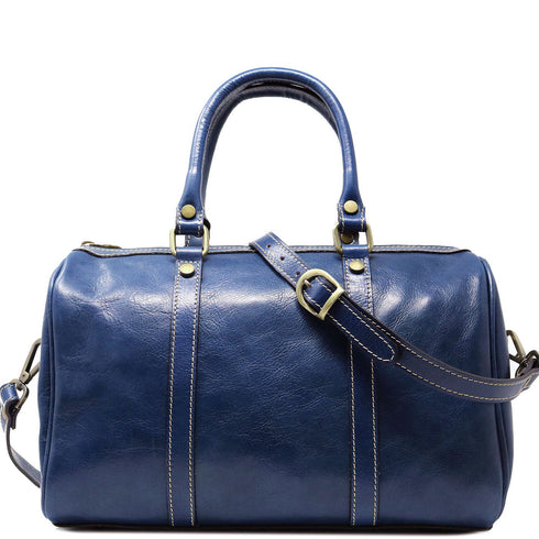 Floto Italian Leather Boston Bag Women's Handbag blue